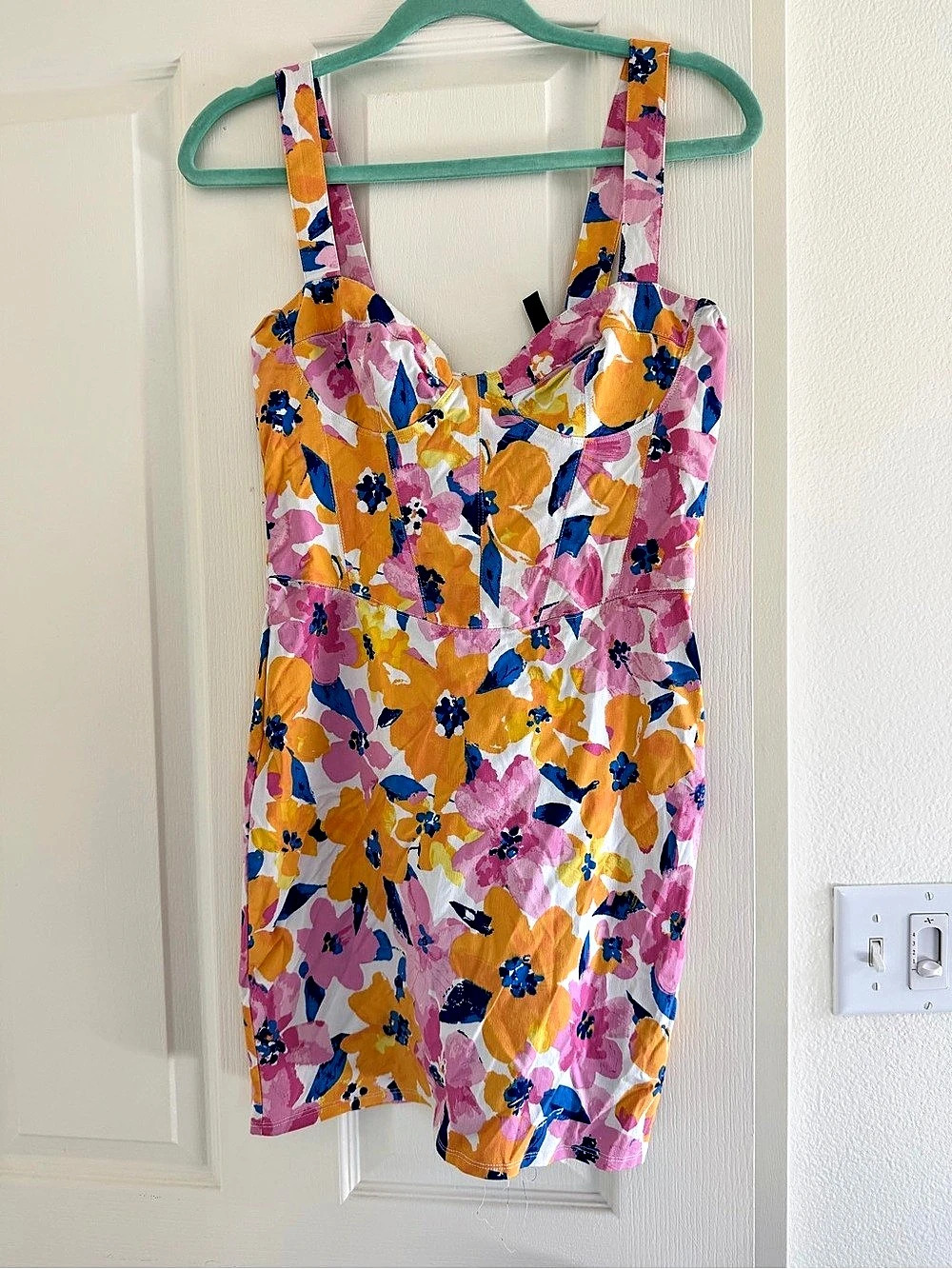 H&M Floral Mini Dress Pink & Orange Small Like New